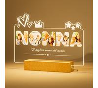 Bemaystar Idee Regalo Nonna Lampada Personalizzata con Foto e Scritta Regalo Festa dei Nonni Personalizzato Cornice con Dedica Regali di Natale Originali per la Nonna dei Nipoti