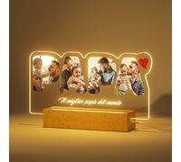 Bemaystar Lampada Foto Personalizzata, per Compleanno Luce Notturna Idea Regalo Festa del Papà Targa in Plexiglass Decorazioni per la Casa