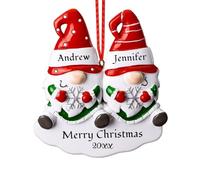 Bemaystar Palline Personalizzate Natale Famiglia - Palle Natale Personalizzate Gnome con Nome (2-6 Persone), Palline di Natale 2025, Decorazione Natale & Regalo per Famiglia,2 persone