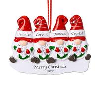 Bemaystar Palline Personalizzate Natale Famiglia - Palle Natale Personalizzate Gnome con Nome (2-6 Persone), Palline di Natale 2025, Decorazione Natale & Regalo per Famiglia,4 persone