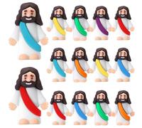 Bememo 12 pezzi Little Gesus Love You Figure Original Rubber Easter to Hide and Seek March for Jesus Religious Party Favors Domenica Scuola Battesimo Pasqua Regali (Colori arcobaleno)