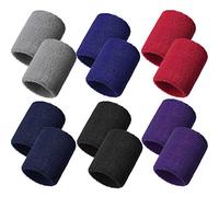 Bememo 12 Pezzi Polsino di Sport Fasce da Polso Cotone Polsino per Uomini e Donne, Buono per Il Tennis, Pallacanestro, Correre, Palestra, Allenarsi (Colore Set 1)