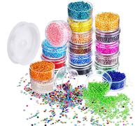 Bememo 16000 Pezzi Perline Vetro 20 Colori 2 mm Argento Perline di Pony Piccole Perline Distanziali nel Contenitore di Scatola con 18 m Cordino Elastico in Cristallo