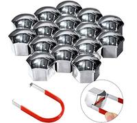Bememo 20 Pezzi Tappo a Vite Ruota Universale Copridadi per Pneumatici con Strumento di Rimozione Set per Automobili (Argento, 17 mm)