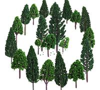 Bememo 22 modellini di alberi, 3-16 cm, misti, per paesaggi di modellini di treni, fai da te, verde naturale