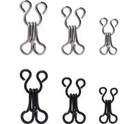 Bememo 50 Set di ganci da cucito e chiusura degli occhi per reggiseno e abbigliamento, argento e nero, 3 misure