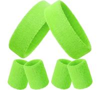 Bememo Enthaten Sport Fascia per sudore e fasce per il sudore colorate per polso in cotone per uomini e donne (verde fluorescente, 6 pezzi)