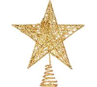 Bememo Puntale per albero di Natale a forma di stella, 20,3 cm, squisito e scintillante (oro)