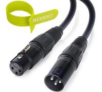BEMERO Cavo XLR da 10 m, cavo microfono da XLRf a XLRm, con fascette in velcro, cavo lineare, simmetrico, a 3 poli, nero