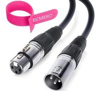 BEMERO DMX - Cavo da 12 m, con fascetta in velcro, 3 pin, XLRf su XLRm, 110 Ohm, colore: Nero