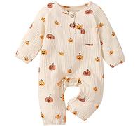 BemeUSWT 0-24 mesi Neonati Ragazze Halloween Outfit Il mio primo Halloween Zucca Pagliaccetto Body Pigiama Un Pezzo Bambino Bambini Manica Lunga Autunno Inverno Vestiti, Beige, 1 mese
