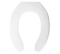 Bemis 1055SSC 000 Sedile WC allungato in plastica aperto anteriore meno copertura con cerniera autosostenente, bianco, Elongated-No Slam Hinges