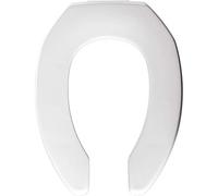 Bemis 2155SSCT 000 - Sedile WC anteriore aperto resistente senza coperchio che sbatte, non allenta e riduce le chiamate, cerniere bianche, allungate autosufficienti