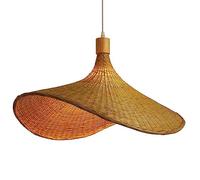 BEMITH Lampada A Sospensione in bambù, Lampadari in Rattan con Cappello di Paglia Lampada Boho da 23,6 '', Lampada A Sospensione in Vimini Intrecciato A Mano Costiera per Sala da Pranzo Cucina Isola