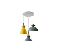 BEMITH LAMPADARIO A Pendente Base E27 Ristorante A Tre Teste Lampadario A Colori Macaron Light Luci Decorative in Metallo E Legno APPARECCHIO di Illuminazione A Soffitto di semplicità Moderna per