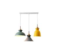 BEMITH LAMPADARIO A Pendente Base E27 Ristorante A Tre Teste Lampadario A Colori Macaron Light Luci Decorative in Metallo E Legno APPARECCHIO di Illuminazione A Soffitto di semplicità Moderna per