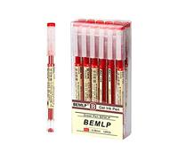 BEMLP Penna a sfera con inchiostro gel extra fine da 0,35 mm, inchiostro liquido rosso, ad asciugatura rapida, per ufficio, scuola, cancelleria giapponese, confezione da 12