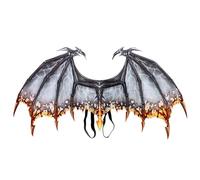 Bemonew Ala del drago per adulti Speroni di ossa di fuoco Ala cosplay con fascia elastica Costume da drago fresco e leggero per donne e uomini