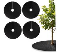 Bemonew Anello di Pacciamatura per Alberi, Confezione da 4 Anelli per Alberi Paesaggistica Anello di Pacciamatura in Non Tessuto Barriera Contro Le Erbacce per Paesaggio, Nero (36 Pollici)