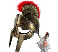 Bemonew Casco Spartano Piumato da 11, 4 pollici, Elmo Romano Medievale Antico Vichingo, Costume da Soldato per Giochi di Ruolo di Halloween Forniture per Feste Cospaly Dorato