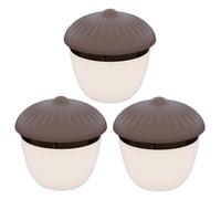 Bemonew Confezione da 3 trappole per lumache, per giardino, a forma di pigna, riutilizzabili, in plastica, con coperchio marrone, base bianca