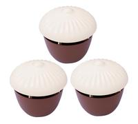 Bemonew Confezione da 3 trappole per lumache, per giardino, a forma di pigna, riutilizzabili, in plastica, con coperchio bianco, base marrone