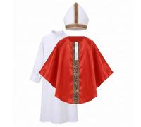 Bemonew Costumi di Halloween per Bambini, Set di Abiti da prete in Costume da Papa con Cappello da Papa per Giochi di Ruolo per Bambini, Taglia S