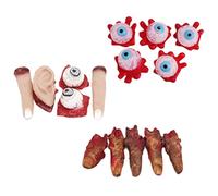 Bemonew Decorazioni di Halloween 15 Pezzi/Set Oggetti di Scena Spaventosi del Sangue Dita Artificiali bulbi oculari Parti del Corpo rotte per Feste a Tema vampiri della casa stregata