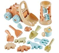 Bemonew Giocattoli con Scatola di Sabbia, Giocattoli con Sabbia da 19 Pezzi per Bambini da 1 a 3 Anni - Set di da Spiaggia con Clessidra, Carrello, stampi e Pale