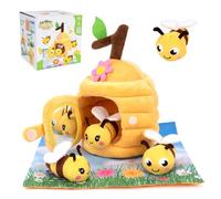 Bemonew Giocattolo per, Set di Giocattoli per da 5 Pezzi, Giocattoli sensoriali Montessori per Bambini con fienile, sonaglio e Specchio, per Bambini per 1 Anno, Giallo