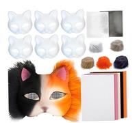Bemonew Kit mezza maschera, set maschera per mascherata mezzo viso con tessuto a rete in strisce di lana, volpe fai-da-te facile per la festa di cosplay di ruolo di trucco di Halloween