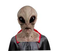 Bemonew Maschera aliena Maschere di Halloween per adulti Spaventosa maschera realistica a testa intera Creepy Alien Prop Costume in per Halloween Cosplay Party Bianco pallido