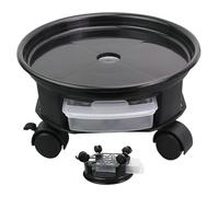 Bemonew Portapiante con Ruote, Supporto per Piante Rotondo con Ruote - con Bloccaggio, Vassoio sottovaso per Grandi Piante in Vaso da Interno ed Esterno, Nero, 24 cm