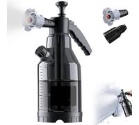 Bemonew Spruzzatore a schiuma per lavaggio auto, 2 l, con pompa a mano, antivento, con 2 ugelli e valvola di sicurezza, ricaricabile, antiscivolo, graduato