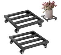 Bemonew Supporto per Piante da 2 Pezzi con Ruote Carrello per Piante su Ruote con Rullo in Metallo per Carichi Pesanti di capacità per Vasi da Interni ed Esterni, 12x12 Pollici, 330 libbre