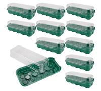 Bemonew Vassoi per semi, confezione da 10 vassoi per semi con coperchi, starter a 10 celle, kit per la propagazione delle piante in plastica robusta per la propagazione delle piante per fiori