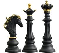 Bemvp 3 Pezzi Statua di Scacchi Navaris Scultura di Scacchi Creativa di Cavallo Guerra Re Regina Ornamento per Decorazione dello 'Home Office