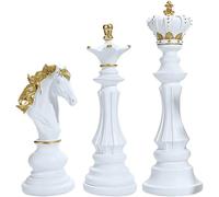 Bemvp 3 Pezzi Statua di Scacchi Navaris Scultura di Scacchi Creativa di Cavallo Guerra Re Regina Ornamento per Decorazione dello 'Home Office