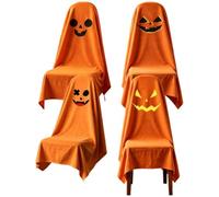 Bemvp Confezione 4 Coprisedie a Tema Scheletro per Halloween, Coprisedie Fantasma per Cena, Coprisedie Pranzo per Bar, Feste, Vacanze, Interni Ed Esterni