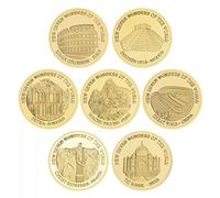 Bemvp Monete Commemorative 7pcs Sette Meraviglie Monete Collezione Medaglione Commemorativo Placcato in Oro con Scatola Protettiva per Il Regalo di Collezione d'Arte