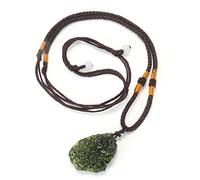Bemvp Natural Moldavite Collana Green Aerolites Crystal Stone Pendente Ciondolo Energia Meditazione Feng Shui Meteorite Collana Pendente