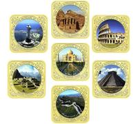 Bemvp Set di 7 Monete Commemorative delle Sette Meraviglie, Monete Commemorative Artistiche, Monete Collezione con Stemma in Rilievo in Metallo, Monete Artigianali