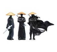 Bemvp Statuette in Miniatura, 3 Pezzi in Resina, Statuette Giardino Zen Giapponese, Piccole Statuette Samurai, Modello Kimono per Acquario, Bonsai, Decorazione