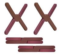 Ben & Bel Elegante set di 2 traverse pieghevoli in silicone a forma di X, antiscivolo, resistenti al calore, per pentole calde, piatti, pentole, marrone/marrone