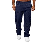 Ben Boy, pantaloni da trekking da uomo, per tutte le stagioni, casual, tutti i colori, alla moda, da spiaggia, dritta, fitness, sport, tasche da lavoro, Blu marino, XXXL