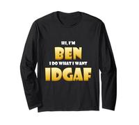 Ben Costume IDGAF Cute Personalized First Name Benjamin Bens Maglia a Manica