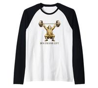 Ben Frank-Lift Divertente Benjamin Franklin Pesi Gioco di Parole Maglia con Maniche Raglan
