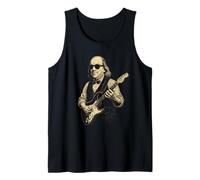 Ben Franklin Suonare la Chitarra Divertente 4 luglio Retro Vintage Canotta