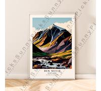 Ben Nevis Muro Stampa Illustrazione Poster Scozia da Viaggio Décor Regalo
