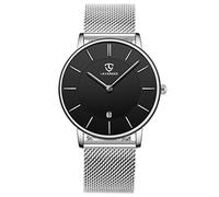 BEN NEVIS Orologio da polso unisex, ultra sottile, semplice, casual, alla moda, analogico, al quarzo, con datario, impermeabile, per uomo e donna, 06-argento-nero, Moderno